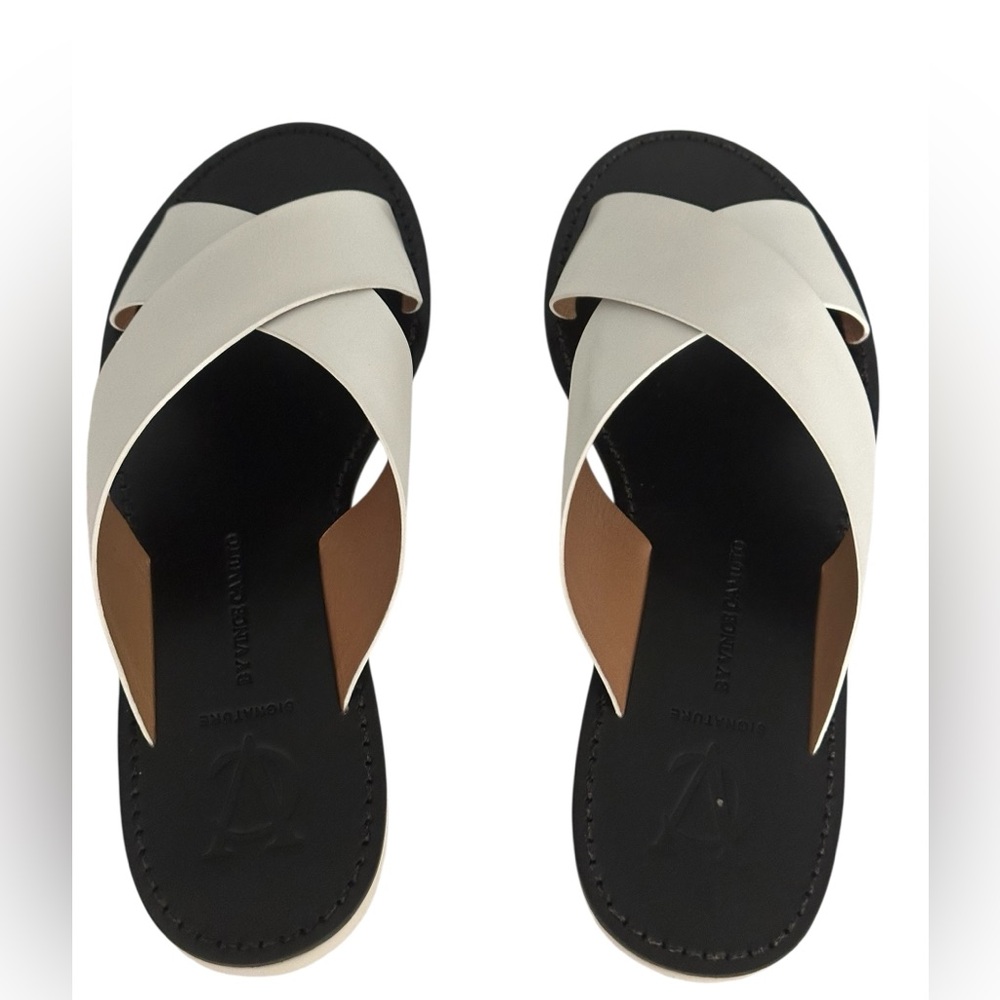 Vince Camuto Collection Nafula White Leather Slide Sandals 9 M New